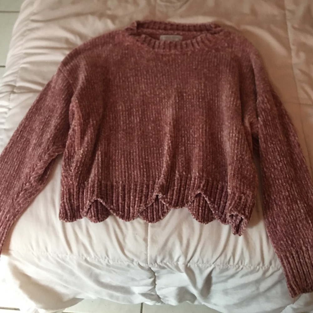 velvet pink cropped sweater